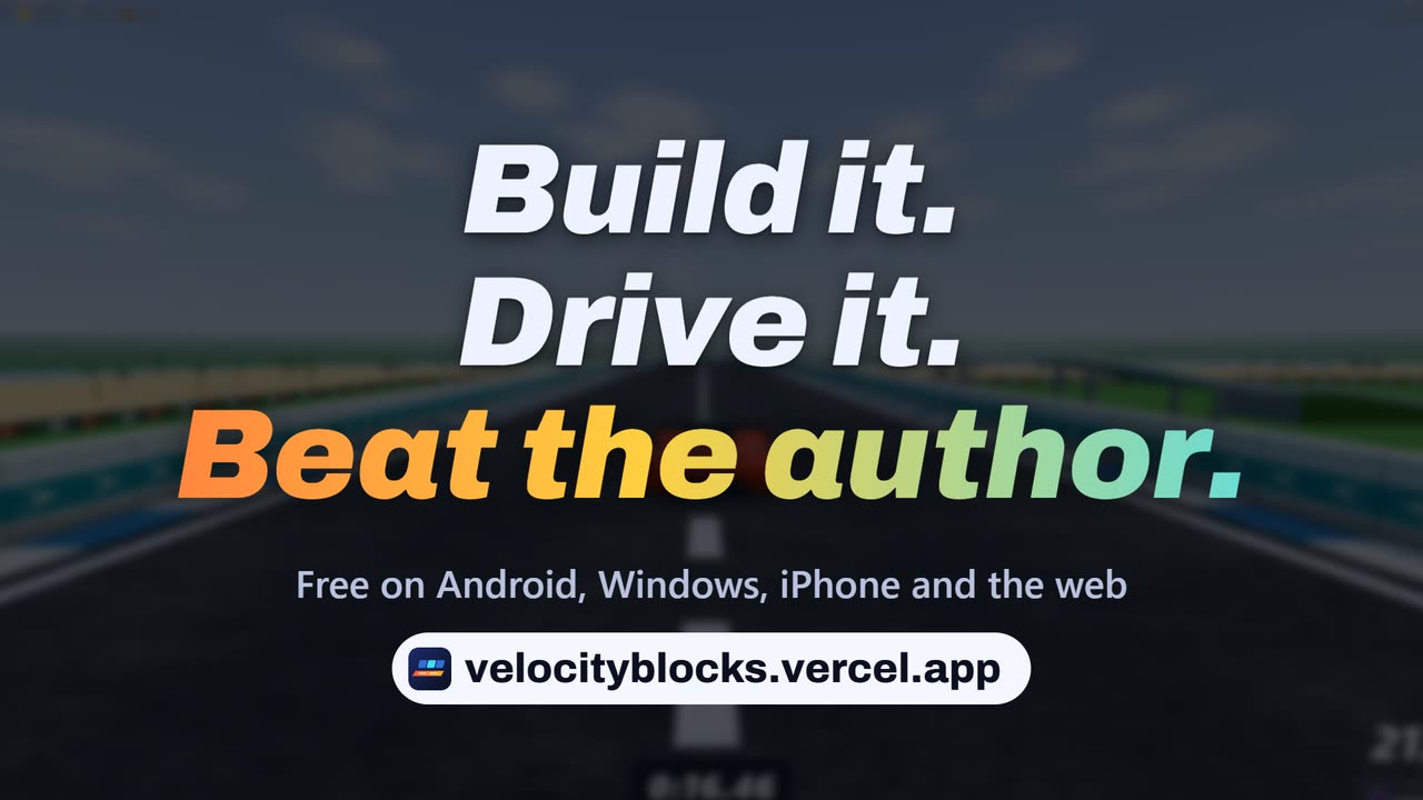 Velocity Blocks trailer: Build it. Drive it. Beat the author.